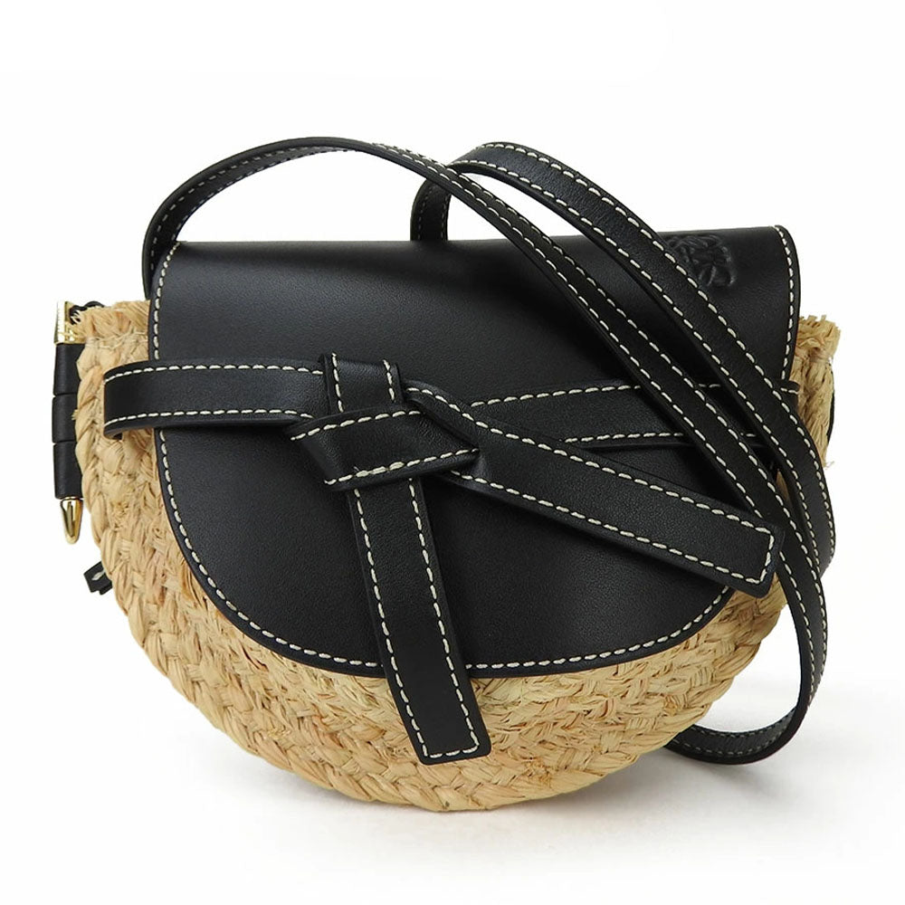 Loewe Mini Gate Raffia Calf Shoulder Bag