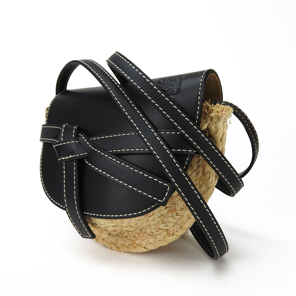 Loewe Mini Gate Raffia Calf Shoulder Bag