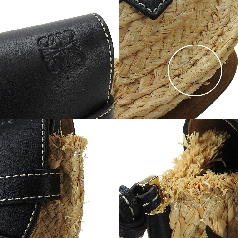 Loewe Mini Gate Raffia Calf Shoulder Bag