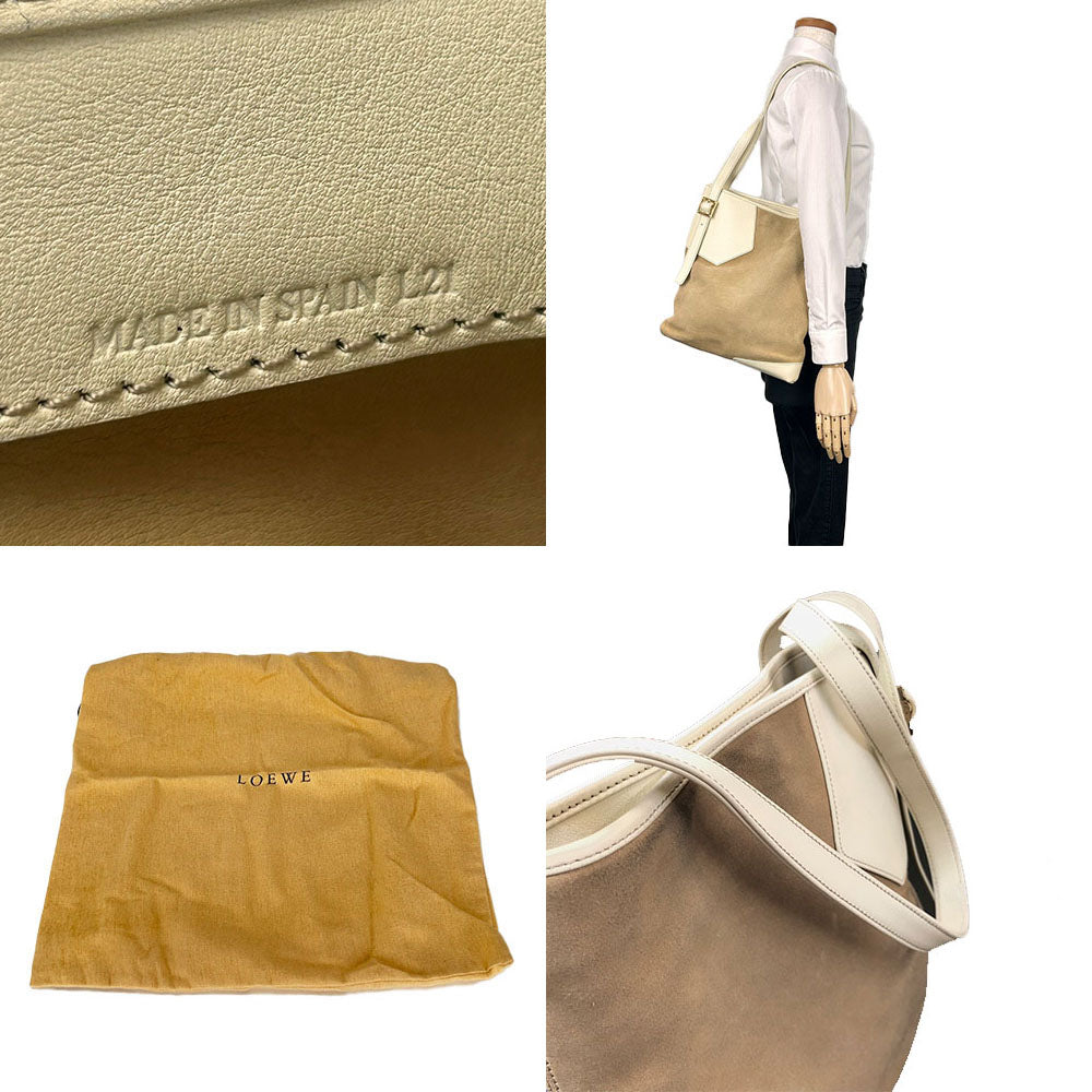 Loewe Suede Leather Shoulder Bag Beige