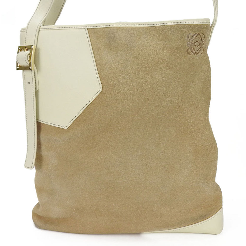 Loewe Suede Leather Shoulder Bag Beige