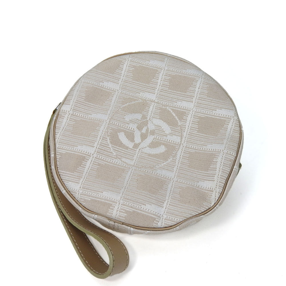 Chanel Jacquard Nylon Pouch Beige