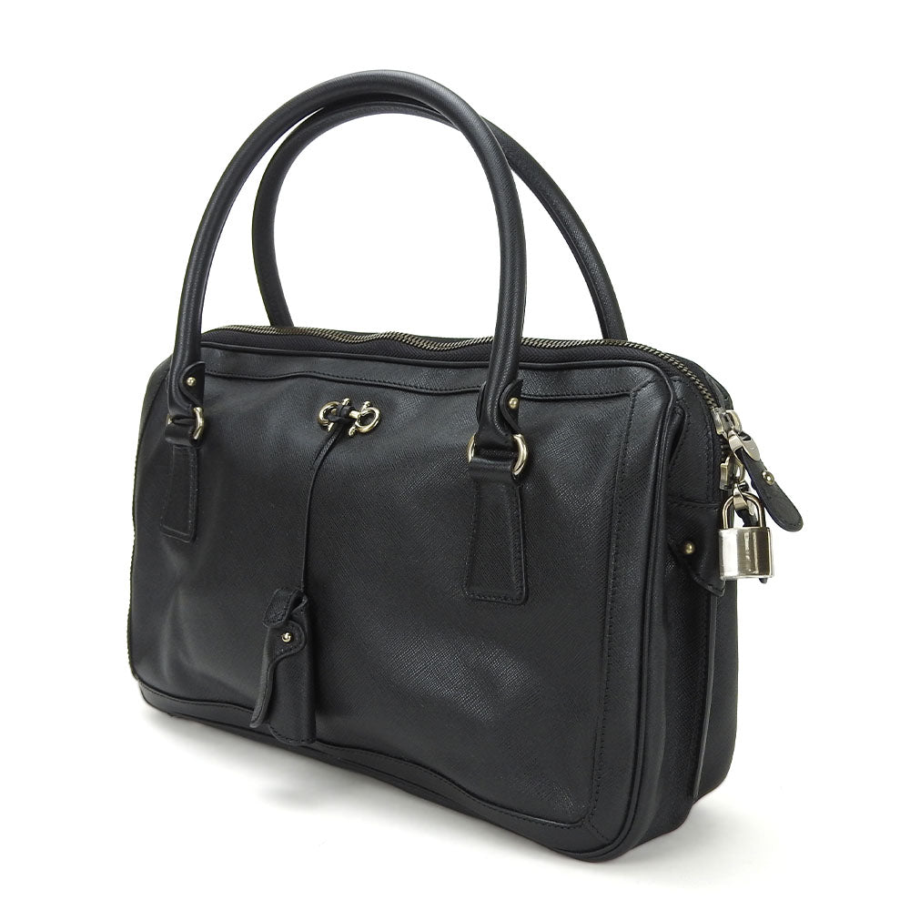 Salvatore Ferragamo Leather Handbag Gancini Black