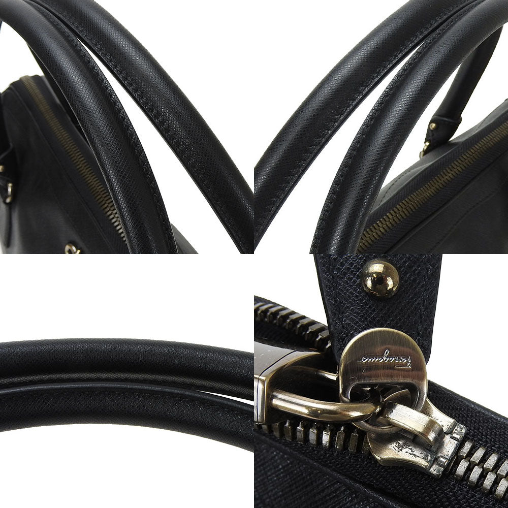 Salvatore Ferragamo Leather Handbag Gancini Black