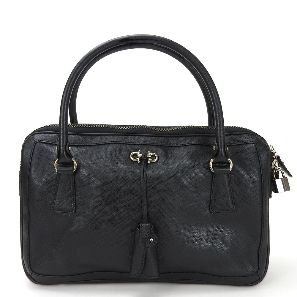 Salvatore Ferragamo Leather Handbag Gancini Black