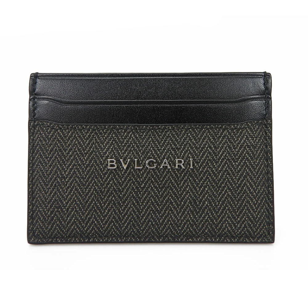 Bvlgari PVC Leather Card Case 32584 Gray Black