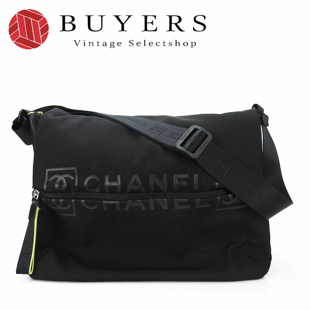 Chanel Nylon Rubber Shoulder Bag Black Yellow