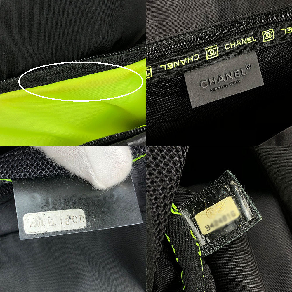 Chanel Nylon Rubber Shoulder Bag Black Yellow