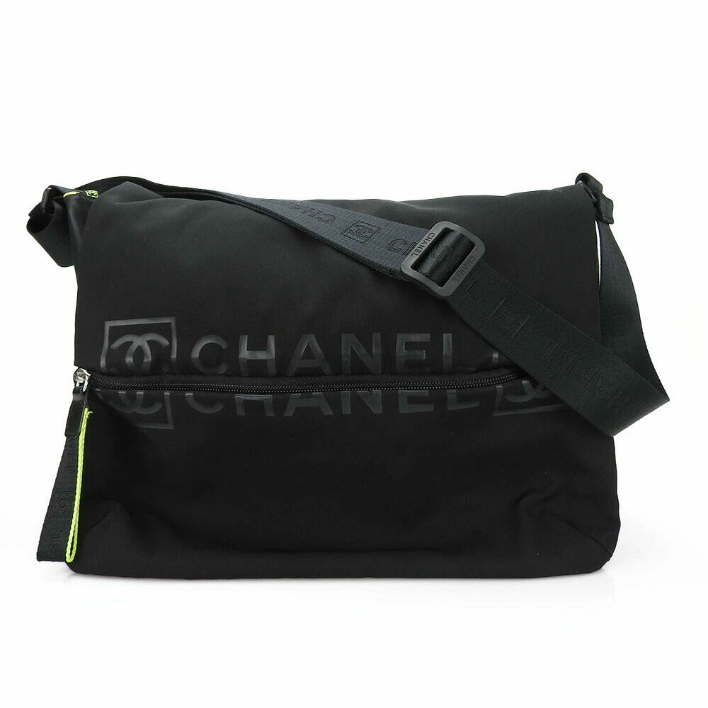 Chanel Nylon Rubber Shoulder Bag Black Yellow