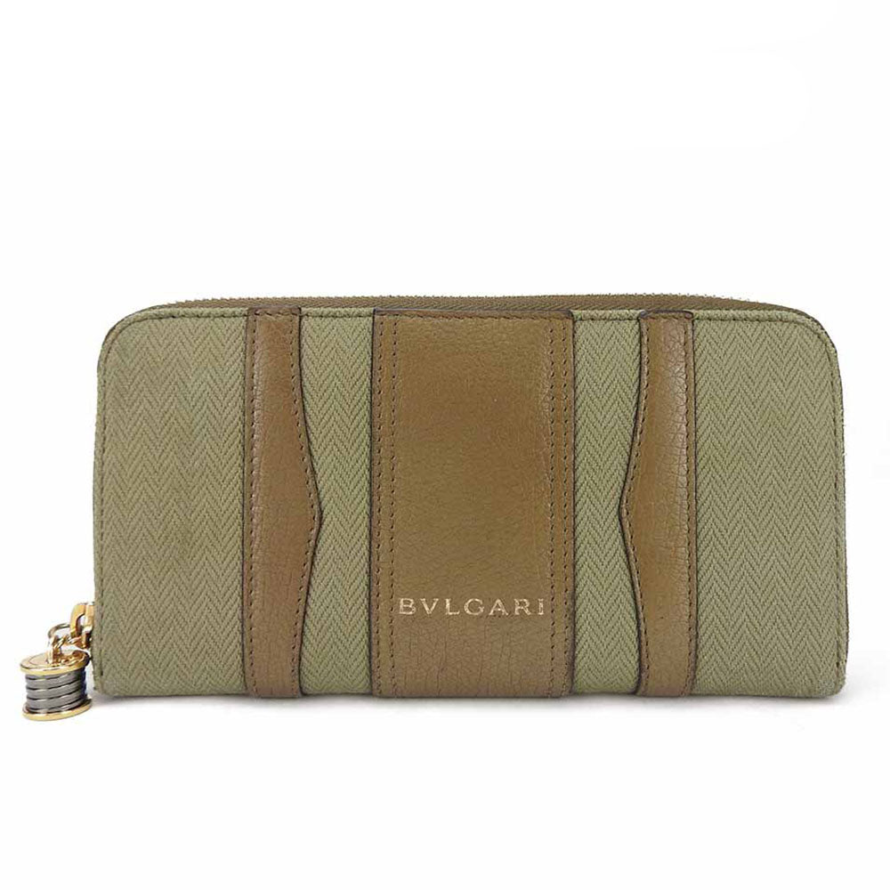 BVLGARI B-zero1 Canvas Leather Long Wallet