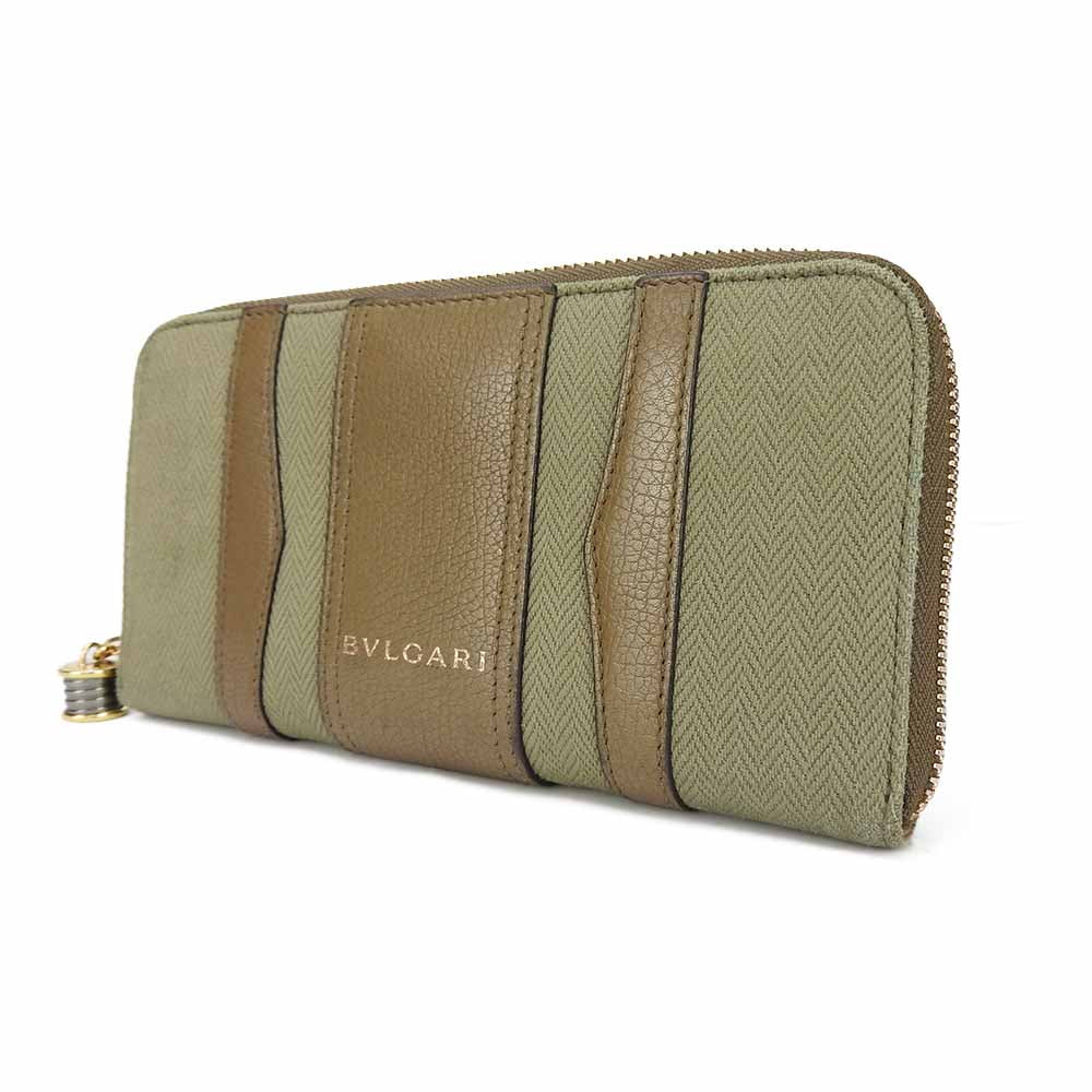 BVLGARI B-zero1 Canvas Leather Long Wallet