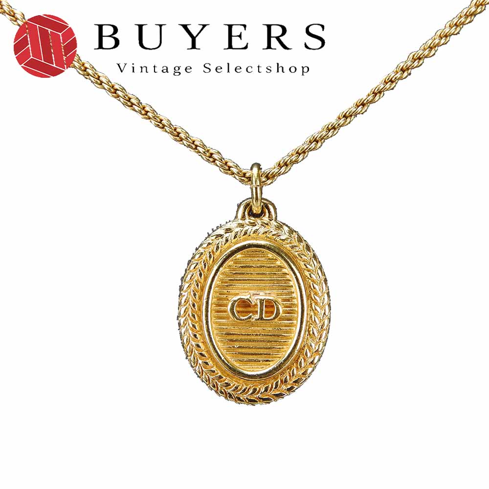 Christian Dior Gold Plated Logo Necklace