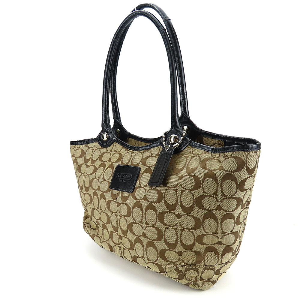 COACH F14385 Canvas Patent Leather Tote Bag