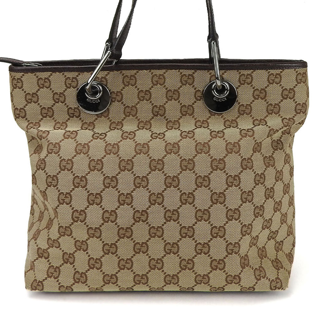 GUCCI GG Canvas Leather Tote Bag 139552