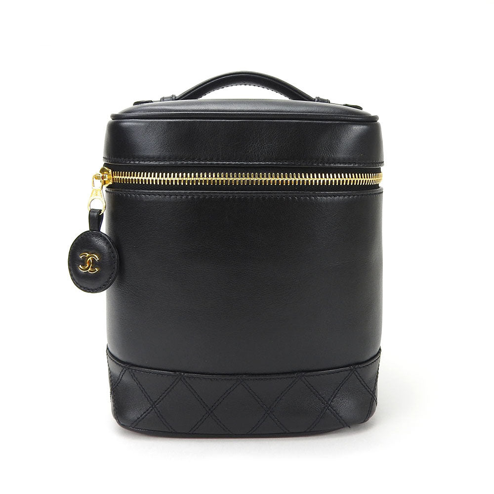 Chanel Leather Vanity Bag Bicolore Black