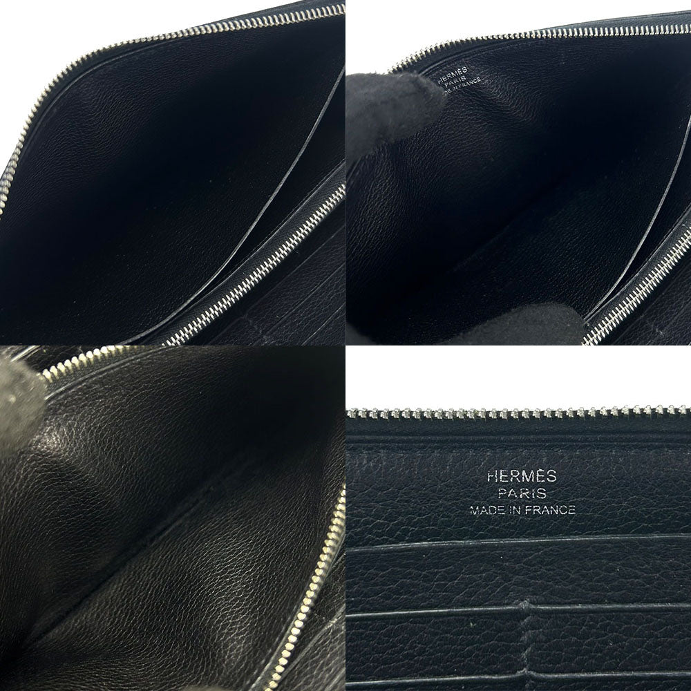 Hermes Azap Long Leather Wallet Black