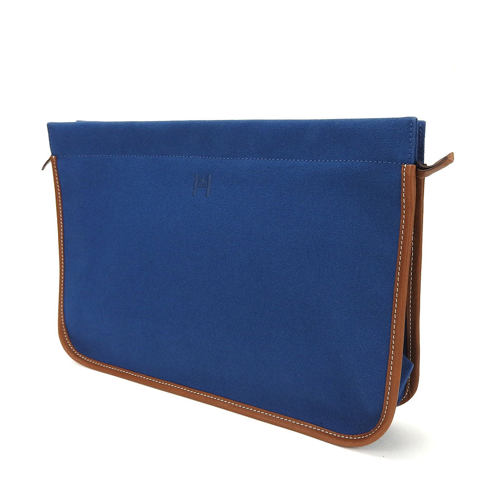 Hermes Canvas Leather Clutch Bag