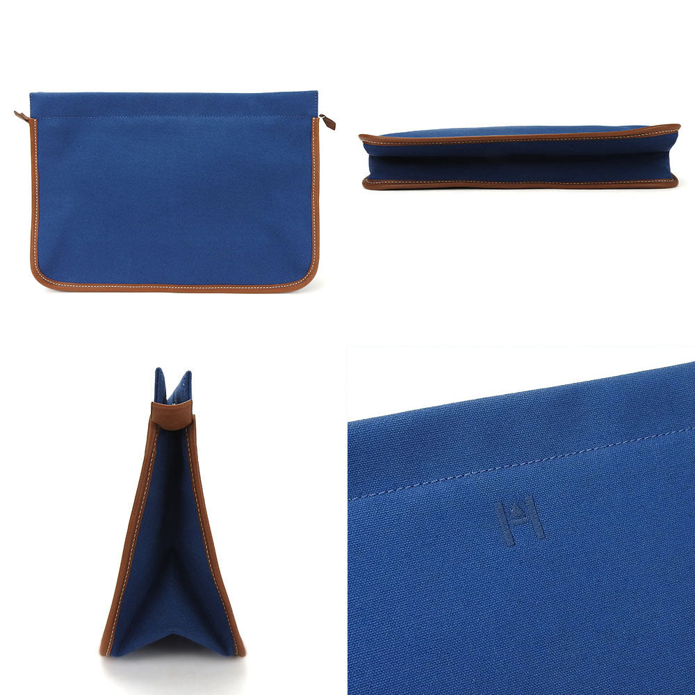 Hermes Canvas Leather Clutch Bag