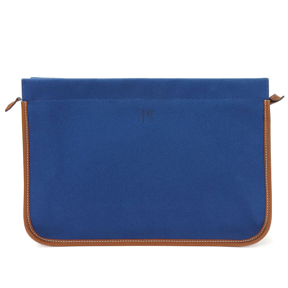 Hermes Canvas Leather Clutch Bag