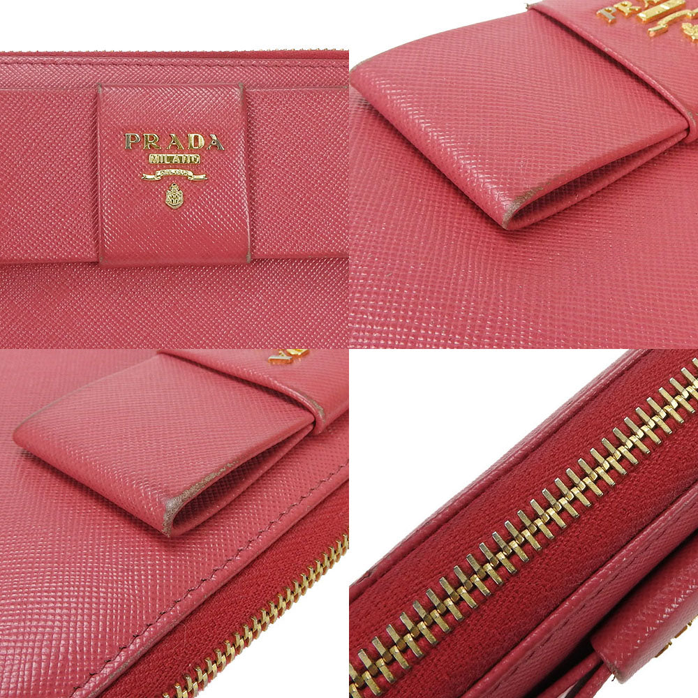 Prada Saffiano Leather Zip Around Wallet Pink