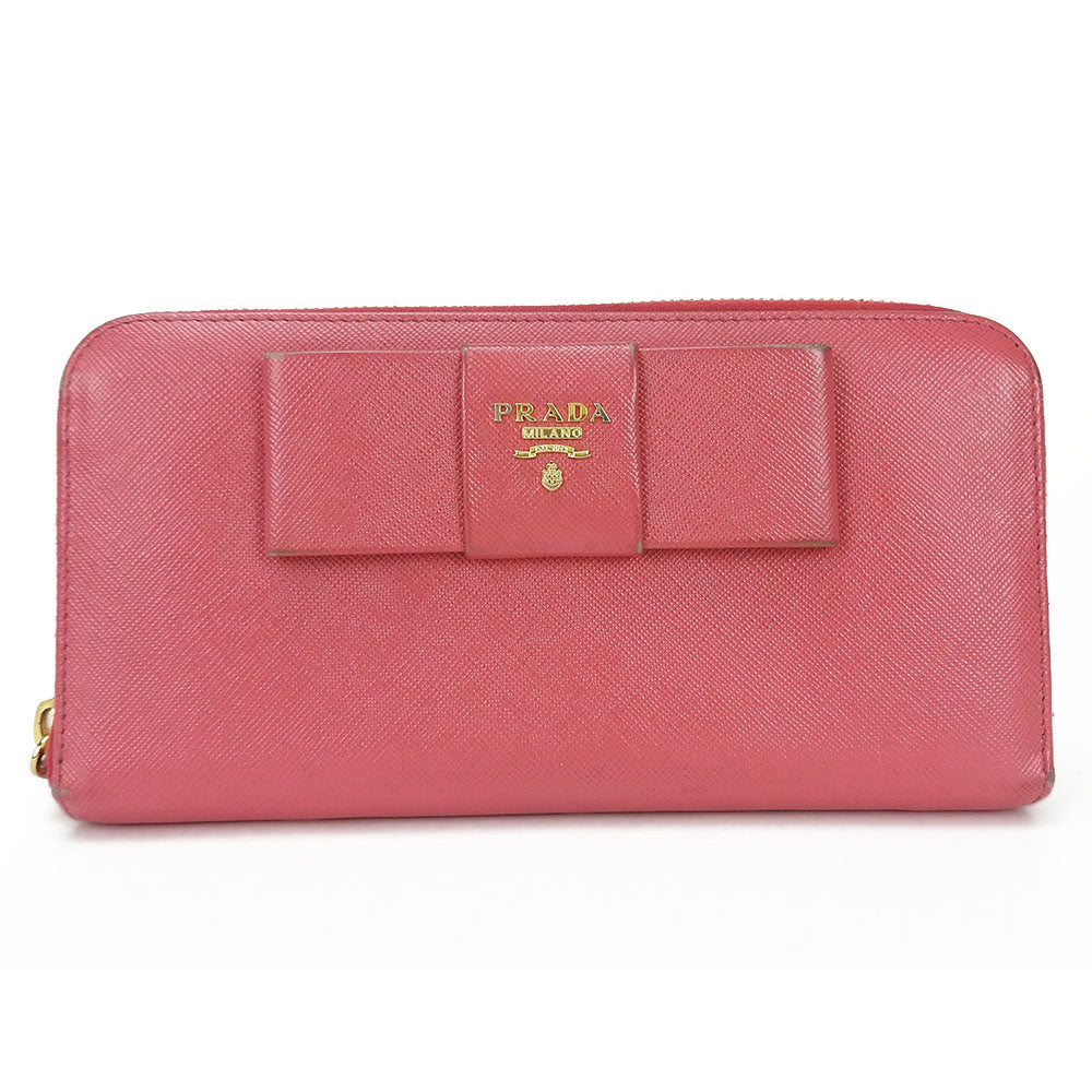 Prada Saffiano Leather Zip Around Wallet Pink