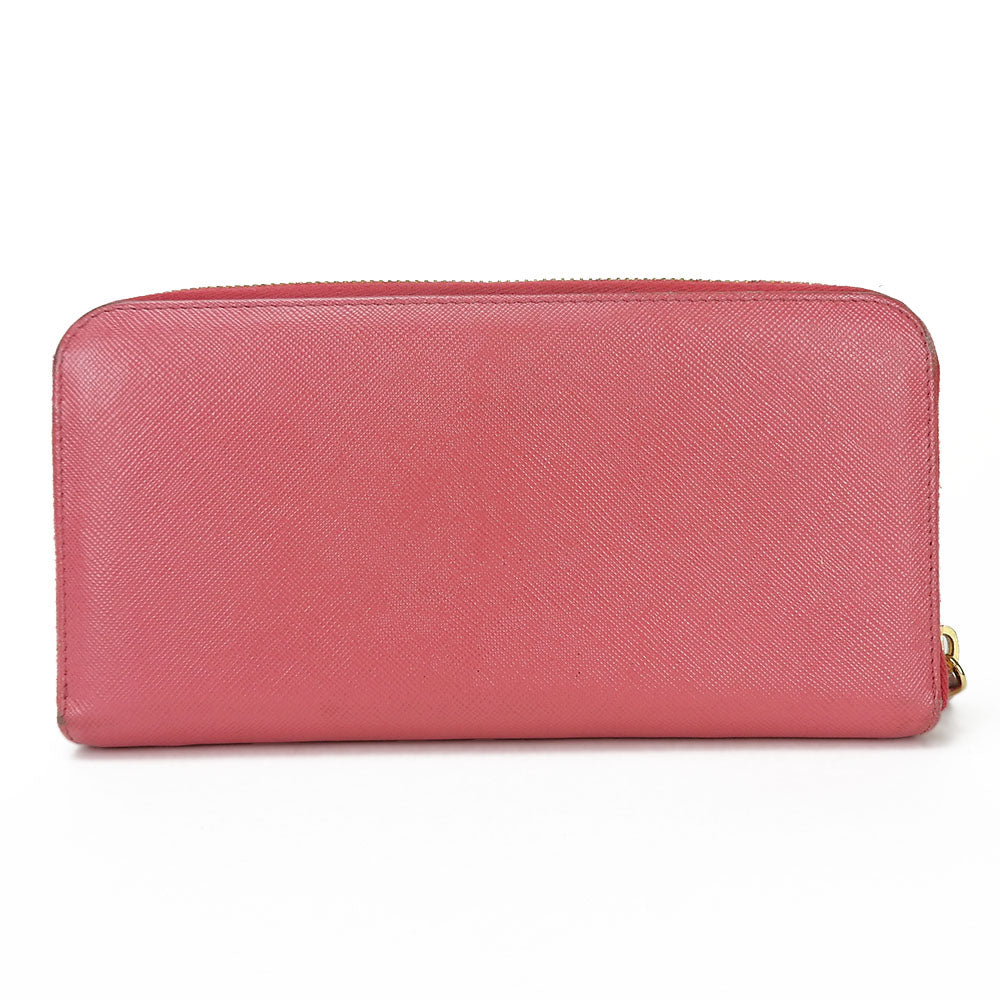 Prada Saffiano Leather Zip Around Wallet Pink