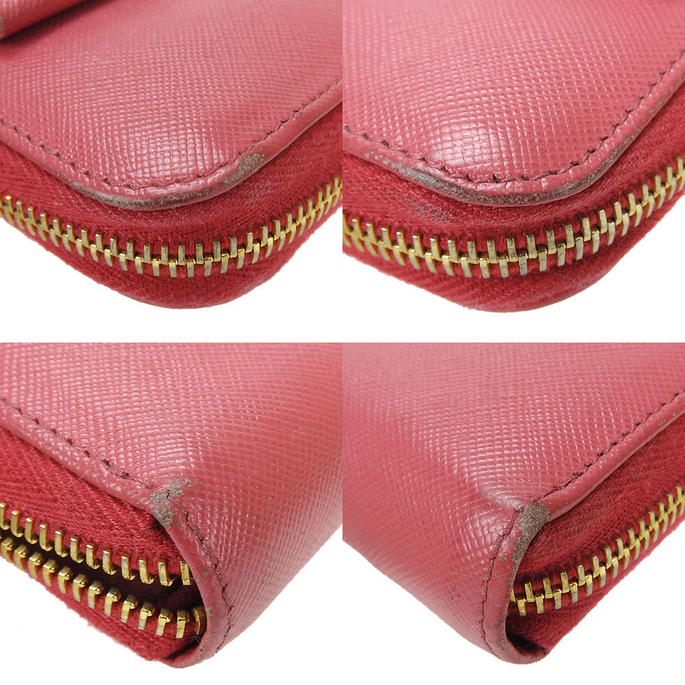 Prada Saffiano Leather Zip Around Wallet Pink