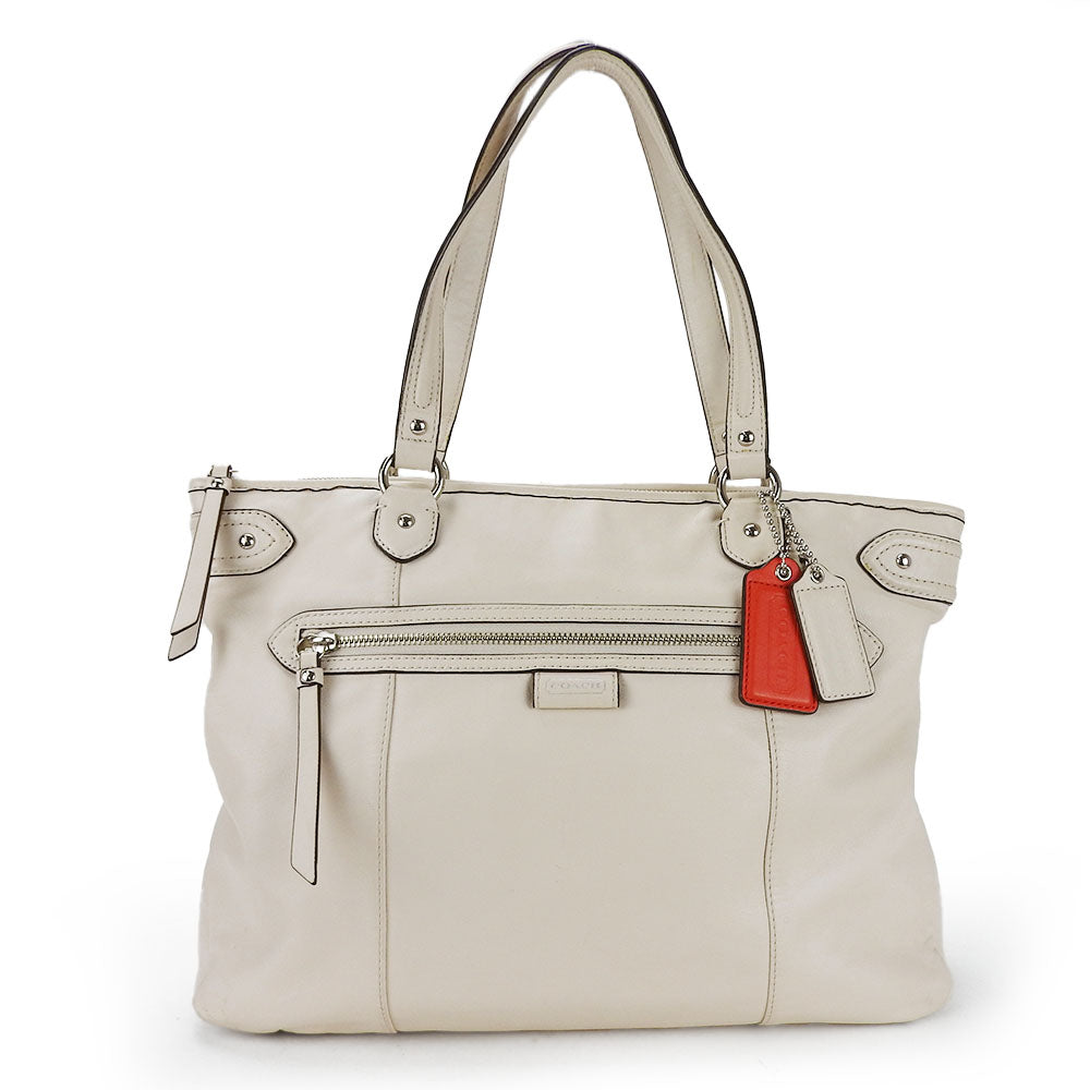 USED COACH Leather Tote Bag F23973 Ivory