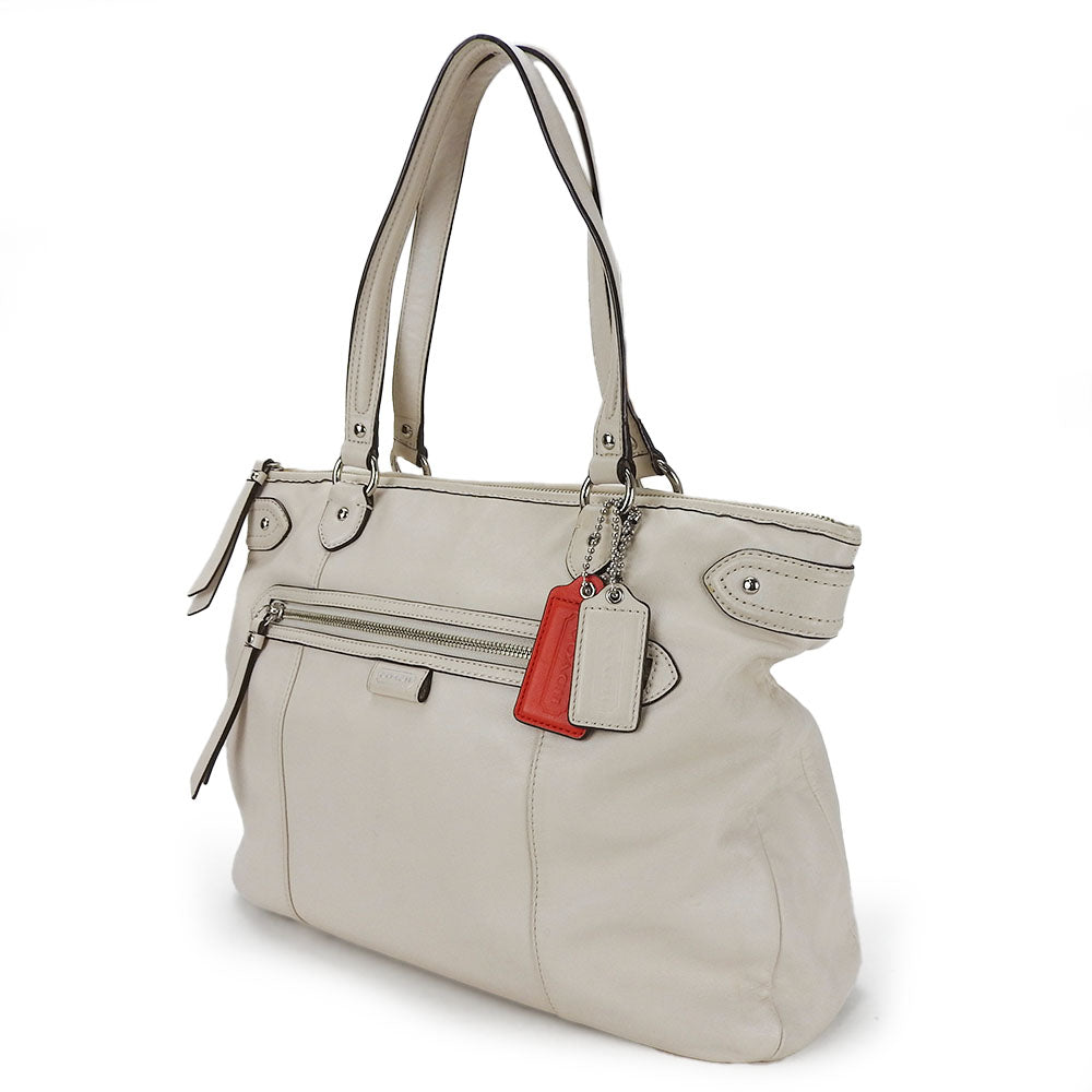 USED COACH Leather Tote Bag F23973 Ivory