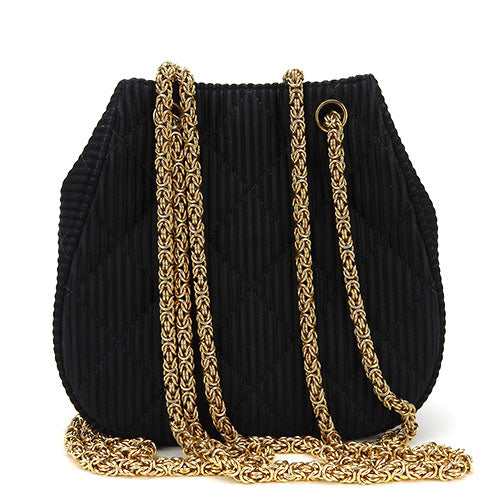 Chanel Cotton Satin Shoulder Bag Black