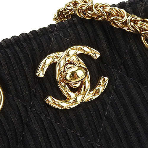 Chanel Cotton Satin Shoulder Bag Black