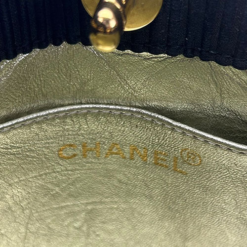 Chanel Cotton Satin Shoulder Bag Black