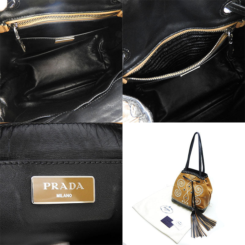 Prada Leather Tote Bag B5061E Brown