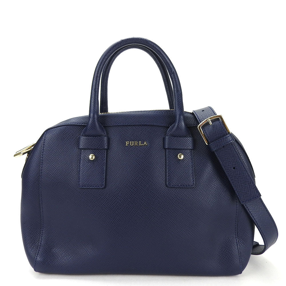 Furla Leather 2WAY Handbag Navy