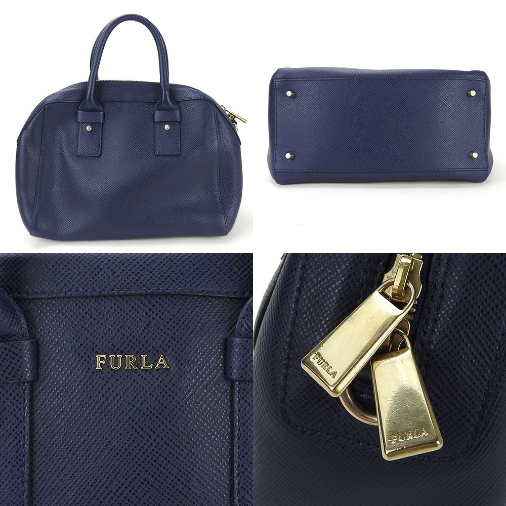 Furla Leather 2WAY Handbag Navy