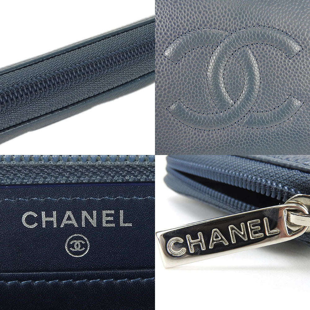 Chanel Caviar Skin Zip Around Wallet