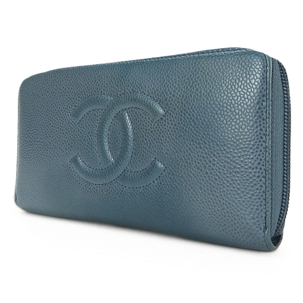 Chanel Caviar Skin Zip Around Wallet