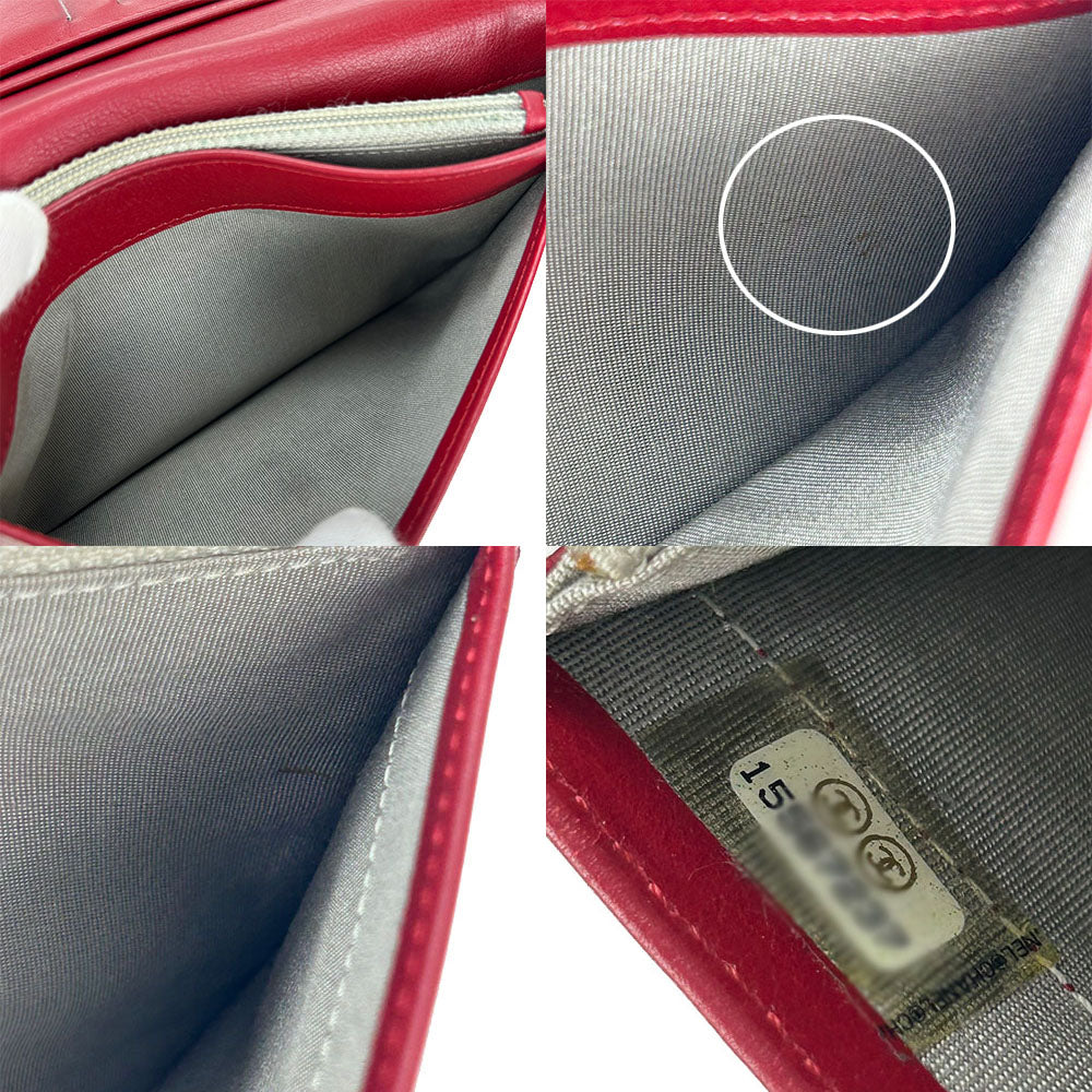 USED CHANEL Red Leather Bifold Wallet