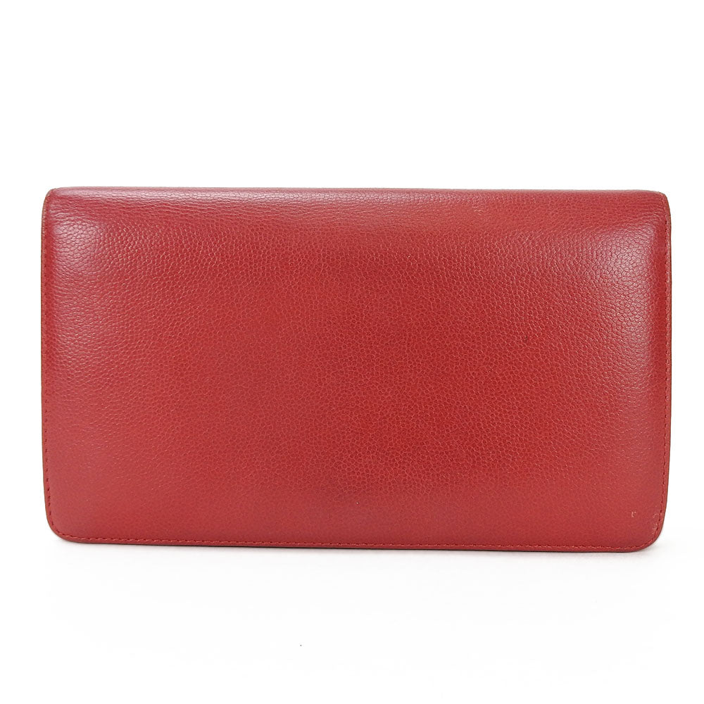 USED CHANEL Red Leather Bifold Wallet