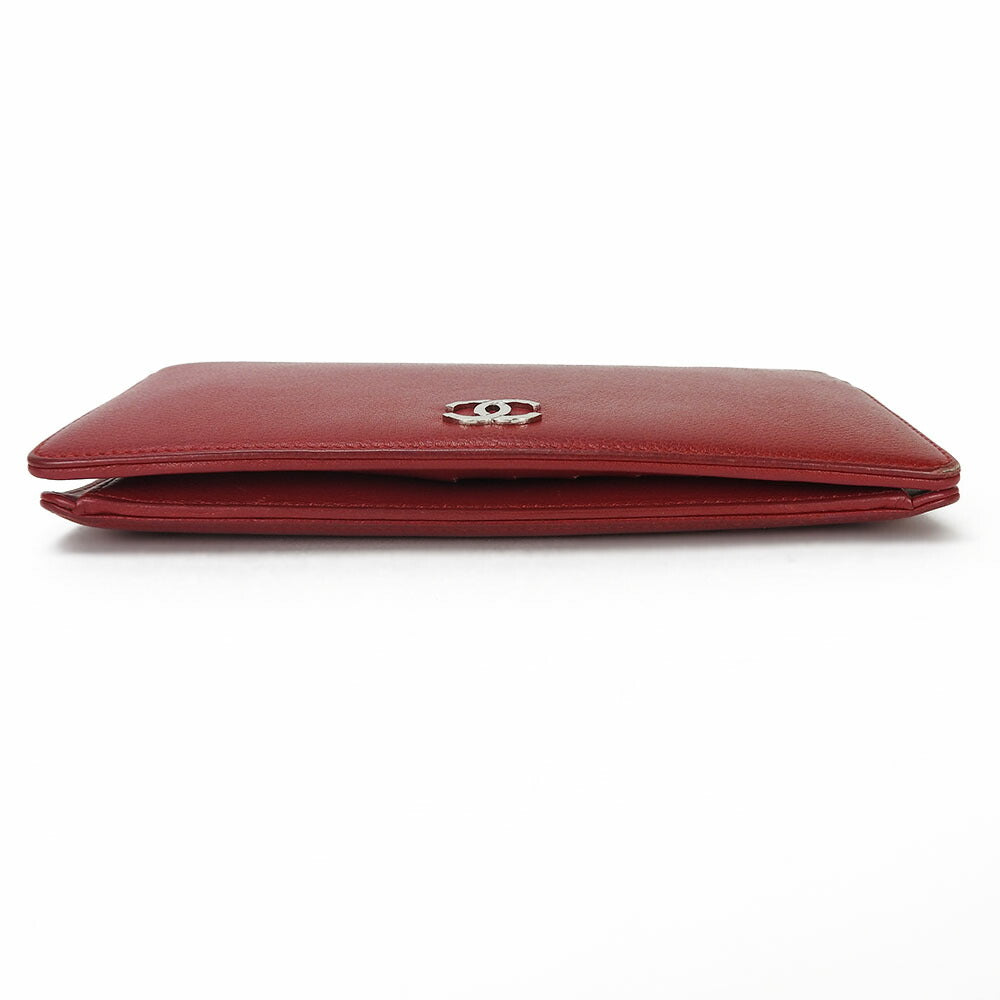 USED CHANEL Red Leather Bifold Wallet