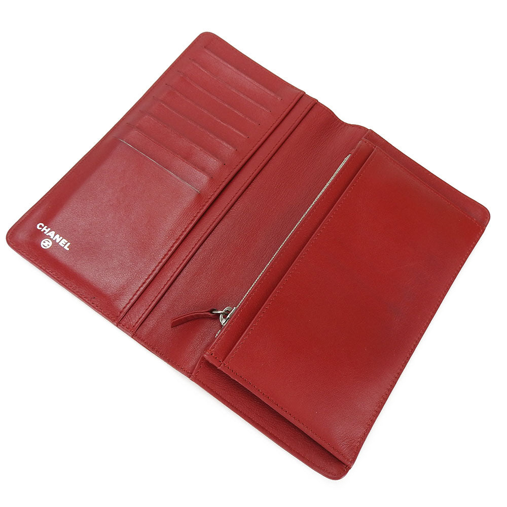 USED CHANEL Red Leather Bifold Wallet