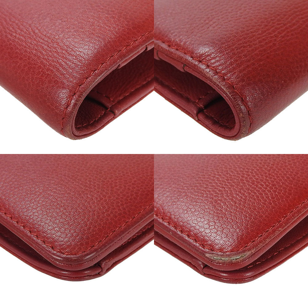 USED CHANEL Red Leather Bifold Wallet