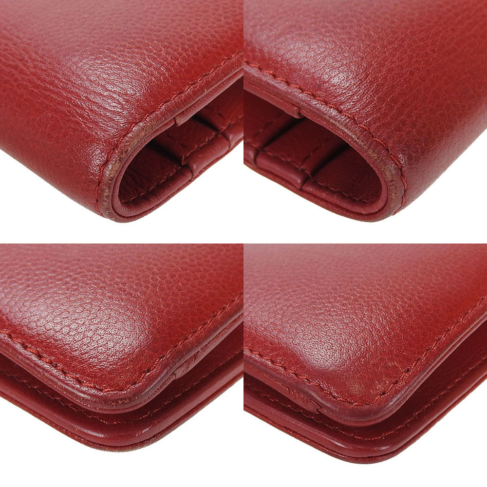 USED CHANEL Red Leather Bifold Wallet