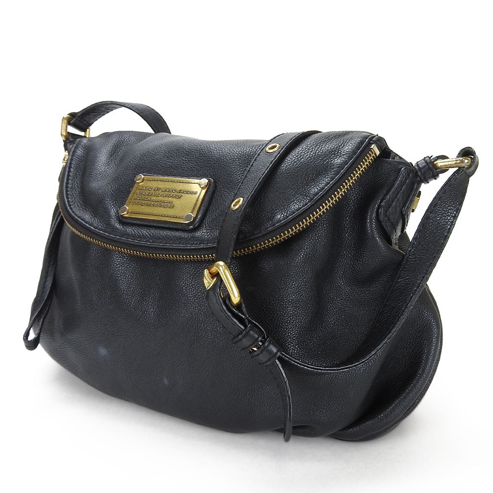 MARC JACOBS Leather Shoulder Bag Classic Cue Black