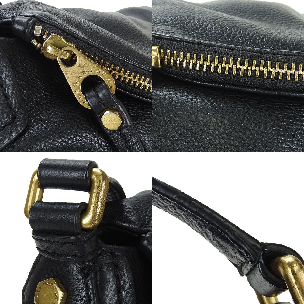 MARC JACOBS Leather Shoulder Bag Classic Cue Black