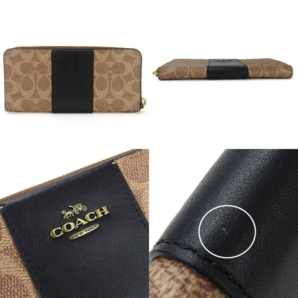 Coach Signature PVC Leather Zip Wallet 73739