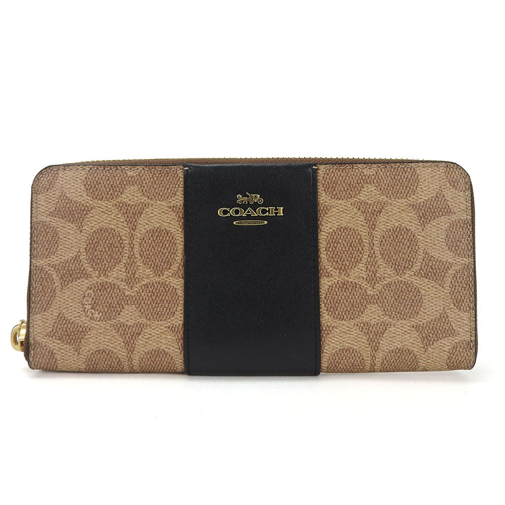 Coach Signature PVC Leather Zip Wallet 73739