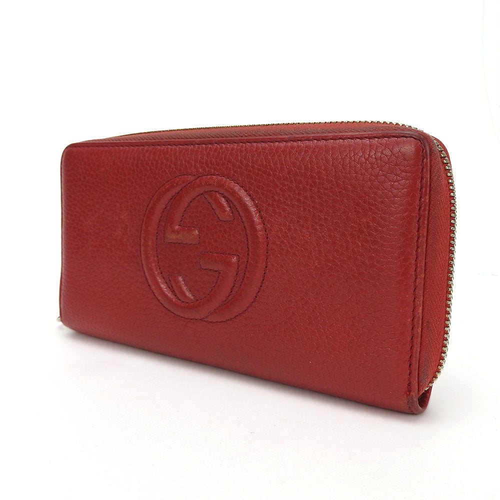 GUCCI Interlocking GG Red Zip Around Wallet