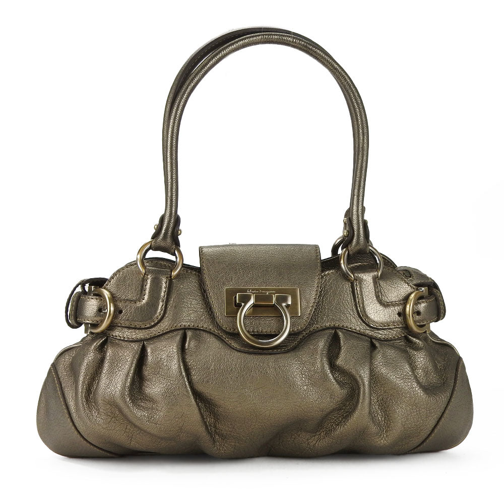 Salvatore Ferragamo Leather Handbag Bronze