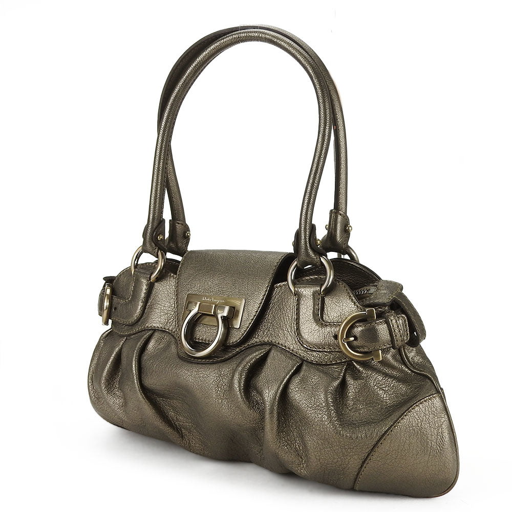 Salvatore Ferragamo Leather Handbag Bronze